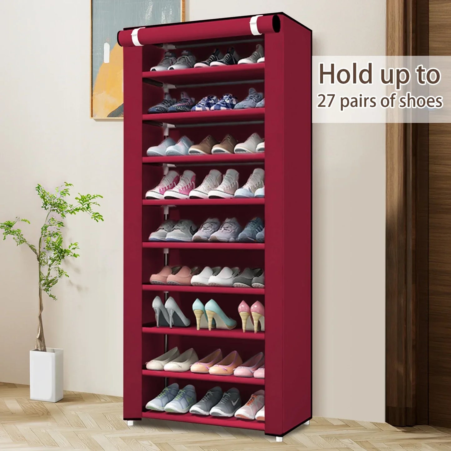 10-Tier Non-Woven Shoes Rack